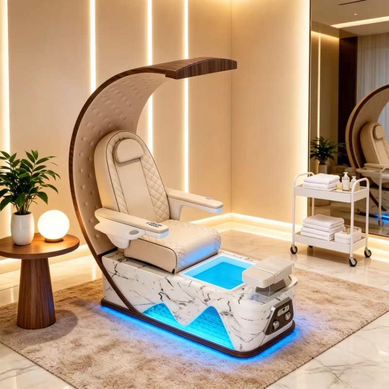 Wellness Spa With Hotel - เก้าอี้นวดเท้าไฟฟ้าสุดหรูหุ้มหนังทันสมัย พร้อมไฟ LED สำหรับโรงแรม ห้องน้ำ และสปาเพื่อสุขภาพ