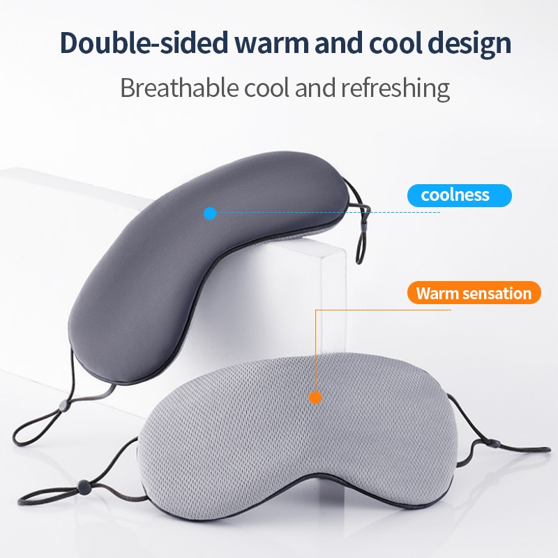 Eye Mask Heated - หน้ากากปิดตาสำหรับนอนหลับ สไตล์เกาหลี ผ้าไหมน้ำแข็ง ให้ความอบอุ่นและเย็น ใช้ได้สองแบบ ปรับได้